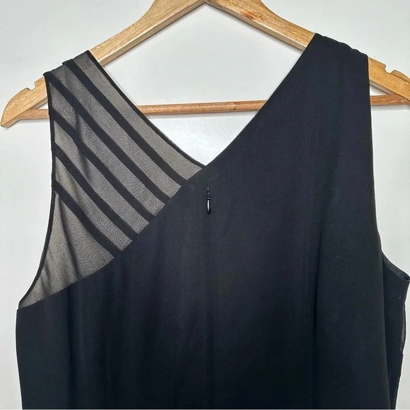 David Warren New York Black 100% Silk Sleeveless Button Down Side Dress Size 14P - Picture 8 of 9